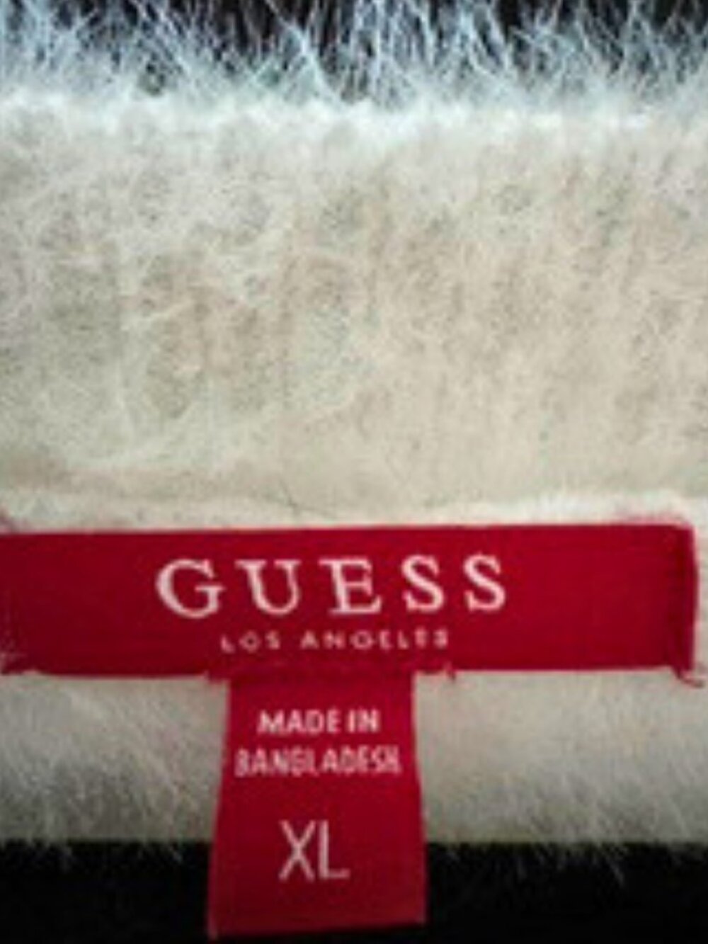 GUESS Los Angeles Women’s Fuzzy Knit Warm Soft Sweater Dress Tunic Ivory XL - Picture 3 of 6